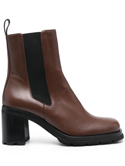By Far Block-heel Ankle Boots In Brown