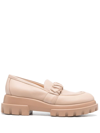 AGL ATTILIO GIUSTI LEOMBRUNI 55MM RUCHED-DETAIL LEATHER LOAFERS