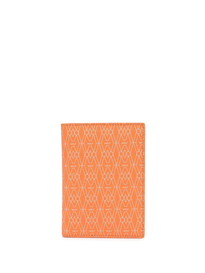 Wolf Logo Print Bi-fold Card Wallet In Orange