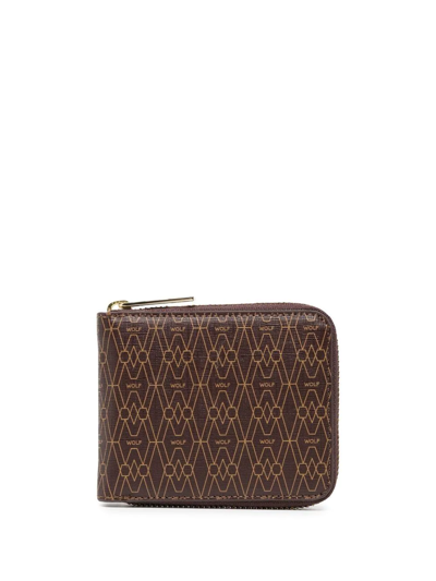 Wolf Logo-print Zip-around Wallet In Brown