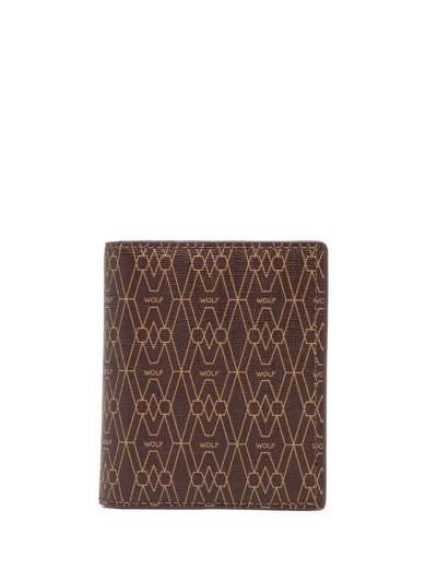 Wolf Logo-print Card Holder In Braun