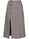 Rokh Houndstooth Midi Skirt With Button Detail In Braun