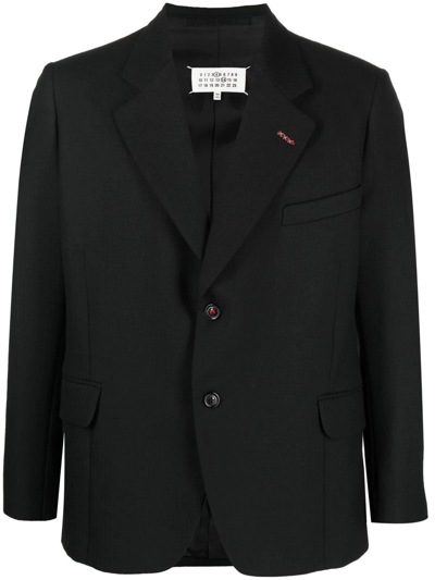 Maison Margiela 条纹单排扣西装夹克 In Black