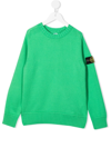 Stone Island Logo-patch Crew Neck Sweatshirt In Grün