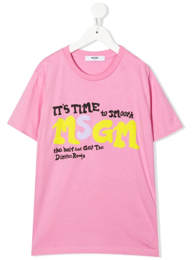 Msgm Logo-print Cotton T-shirt In Rosa