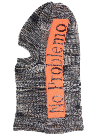 Aries Slogan-print Knitted Balaclava In Blau