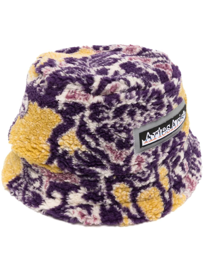 Aries Logo-print Fleece Bucket Hat In Violett