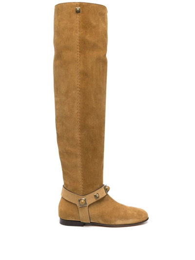 Etro Crown Me Suede Knee-high Boots In Brown
