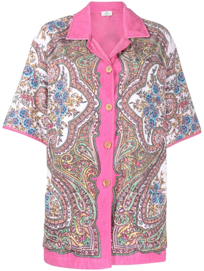Etro Paisley-print Short-sleeve Shirt In Pink