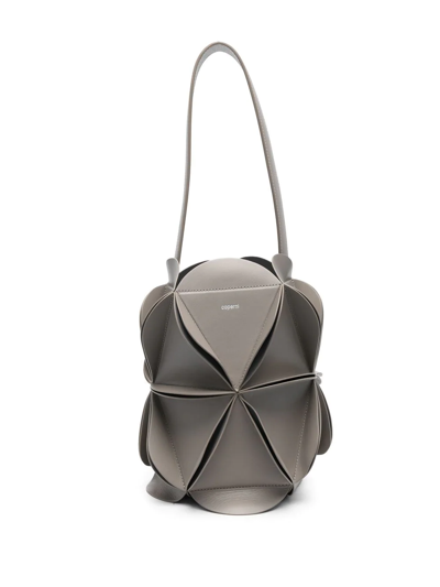 Coperni Origami Leather Bucket Bag In Grey