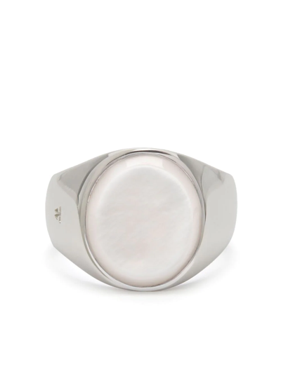 Tom Wood Sterling Silver Oval Mother-of-pearl Ring