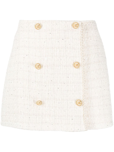 Elisabetta Franchi Fine-knit Mini Skirt In Butter