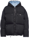 Prada Womens Black Re-nylon Brand-plaque Recycled Shell-down Jacket In Schwarz