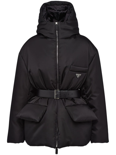 PRADA RE-NYLON HOODED DOWN JACKET