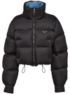 Prada Re-nylon Cropped Padded Jacket In Schwarz