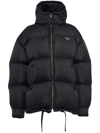 Prada Black Re-nylon Padded Jacket With Logo In Schwarz