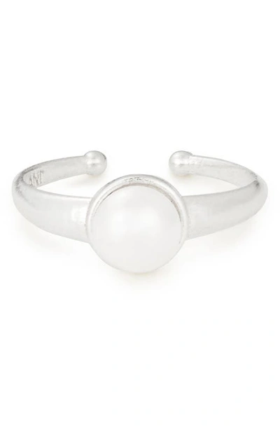 Alex And Ani White Sea Imitation Pearl Sultry Ring In Silver