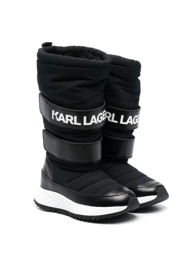 Karl Lagerfeld Logo-print Snow Boots In 黑色