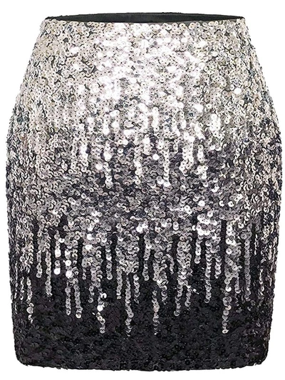 Anna-kaci Sequin Stretchy Party Mini Skirt In Grey