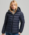 SUPERDRY WOMEN'S HOODED CLASSIC PUFFER JACKET NAVY