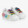 VERSACE WHITE GRECA LEATHER TRAINERS