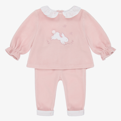 Patachou Girls Pink Velour Baby Trouser Set