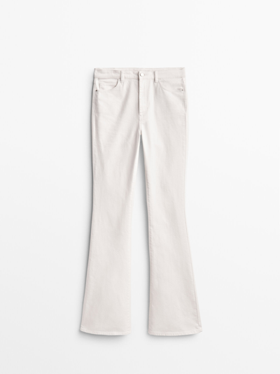 Massimo Dutti High-waist Skinny Flare Jeans In Cream