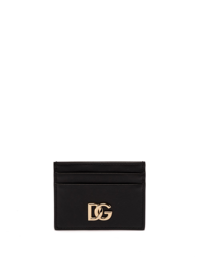 Dolce & Gabbana Dg Smooth Leather Card Holder In Black