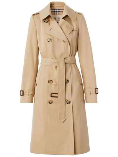 Burberry Kensington Heritage Belted Long Trench Coat In Beige