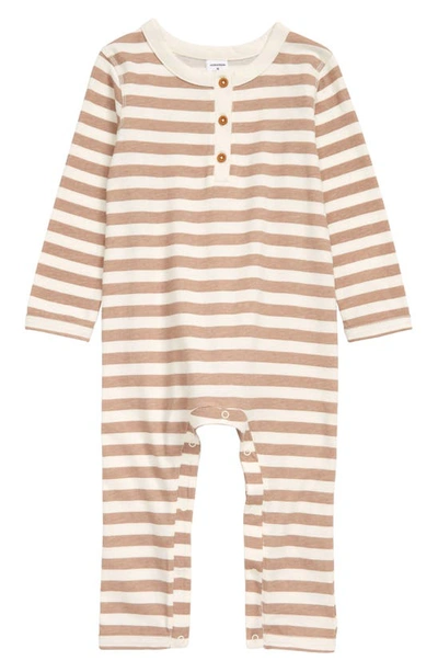 Nordstrom Babies' Play Print Romper In White Coconut- Tan Stripes