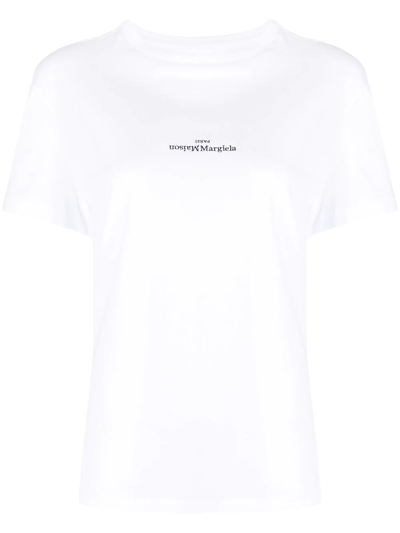 Maison Margiela Embroidered-logo Cotton T-shirt In White