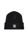 Dsquared2 Wool Beanie With Rubber Logo In Black, White