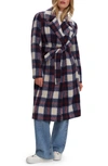 Noize Katja Vegan Wool Plaid Coat In Dress Blues