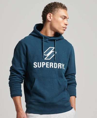 Superdry Men's Stacked Applique Logo Hoodie Dark Blue