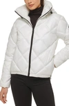 Kenneth Cole New York Cire Hooded Puffer Jacket In White