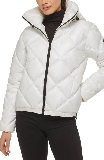 Kenneth Cole New York Cire Hooded Puffer Jacket In White