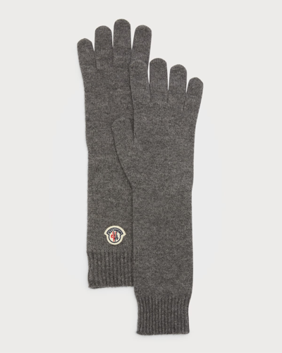 Moncler Wool 6 Cashmere Gloves In Medium Grey