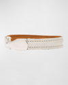 Abas Men's Matte Alligator Leather Bracelet In White