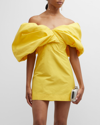 Rachel Gilbert Xavier Off-the-shoulder Puff-sleeve Mini Dress In Yellow