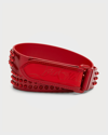 Christian Louboutin Men's Patent Leather Spike Loubi Belt In Loubi/loubi/loubi
