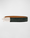 Abas Men's Matte Alligator Leather Bracelet In Green