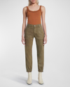 7 For All Mankind Straight Zip Hem Joggers In Olive