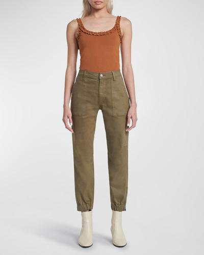 7 For All Mankind Straight Zip Hem Joggers In Olv