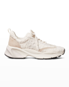 Tory Burch Good Luck Suede-trimmed Sneakers In White / White / W