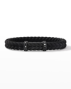David Yurman Men's Chevron Black Rubber Bracelet With Black Titanium And Pavé Black Diamonds In Black Diamond