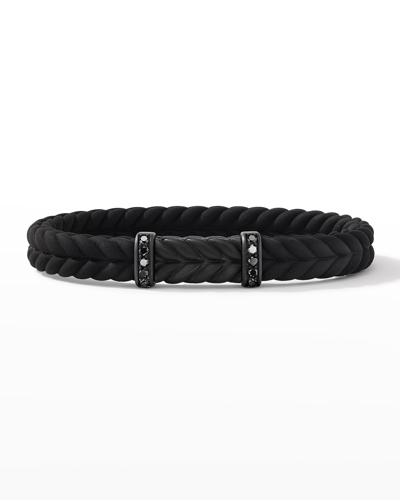 David Yurman Men's Chevron Black Rubber Bracelet With Black Titanium And Pavé Black Diamonds