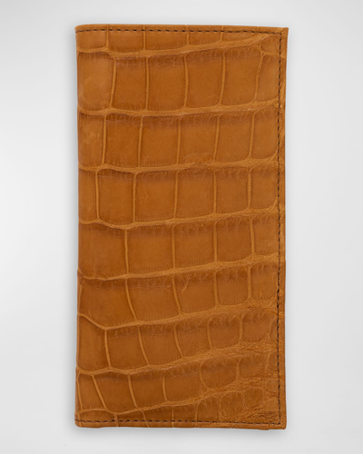 Abas Men's Matte Alligator Leather Bifold Coat Wallet In Tan