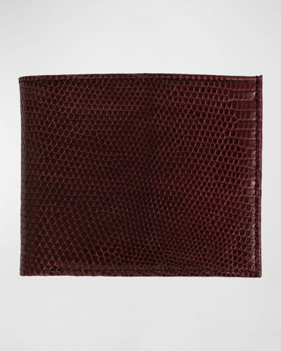 Abas Men's Lizard Leather Bifold Wallet In Bordeaux