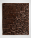 Abas Men's Glazed Alligator Leather Bifold Wallet In Deep Brown