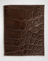 Abas Men's Glazed Alligator Compact Wallet; Monogram Available In Deep Brown